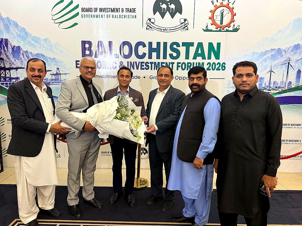 PVPA Chairman Dr. Asim Mahmood Khan with Zaki Ijaz, FPCCI Regional Chairman and Vice President, at the Balochistan Economic and Investment Forum 2026.